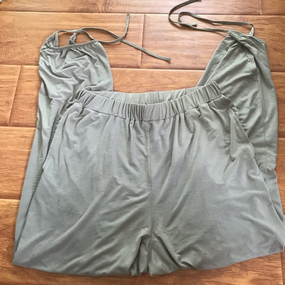 Smoke green cotton yoga pants